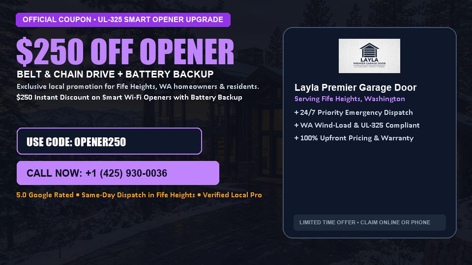 Layla Premier Garage Door $250 OFF Premium LiftMaster Opener Installation in Fife Heights, WA
