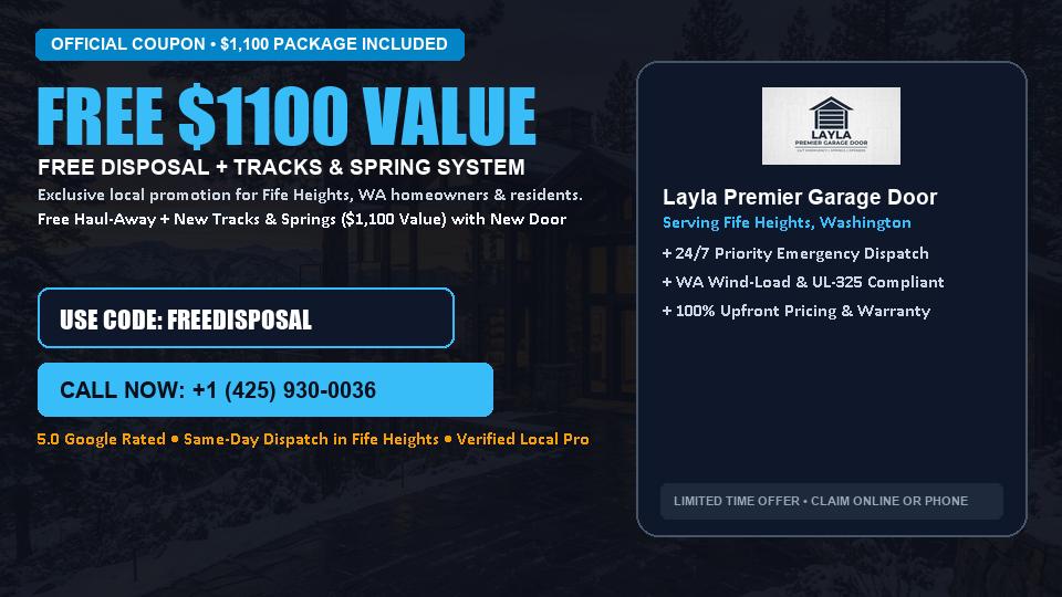 Layla Premier Garage Door FREE Haul-Away & Heavy-Duty Tracks with New Door in Fife Heights, WA